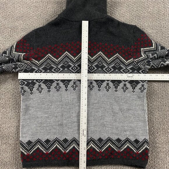 Vintage Sears Fair Isle Sweater Men's Large Knit Acrylic Full Zip Nordic Gray - Picture 8 of 10